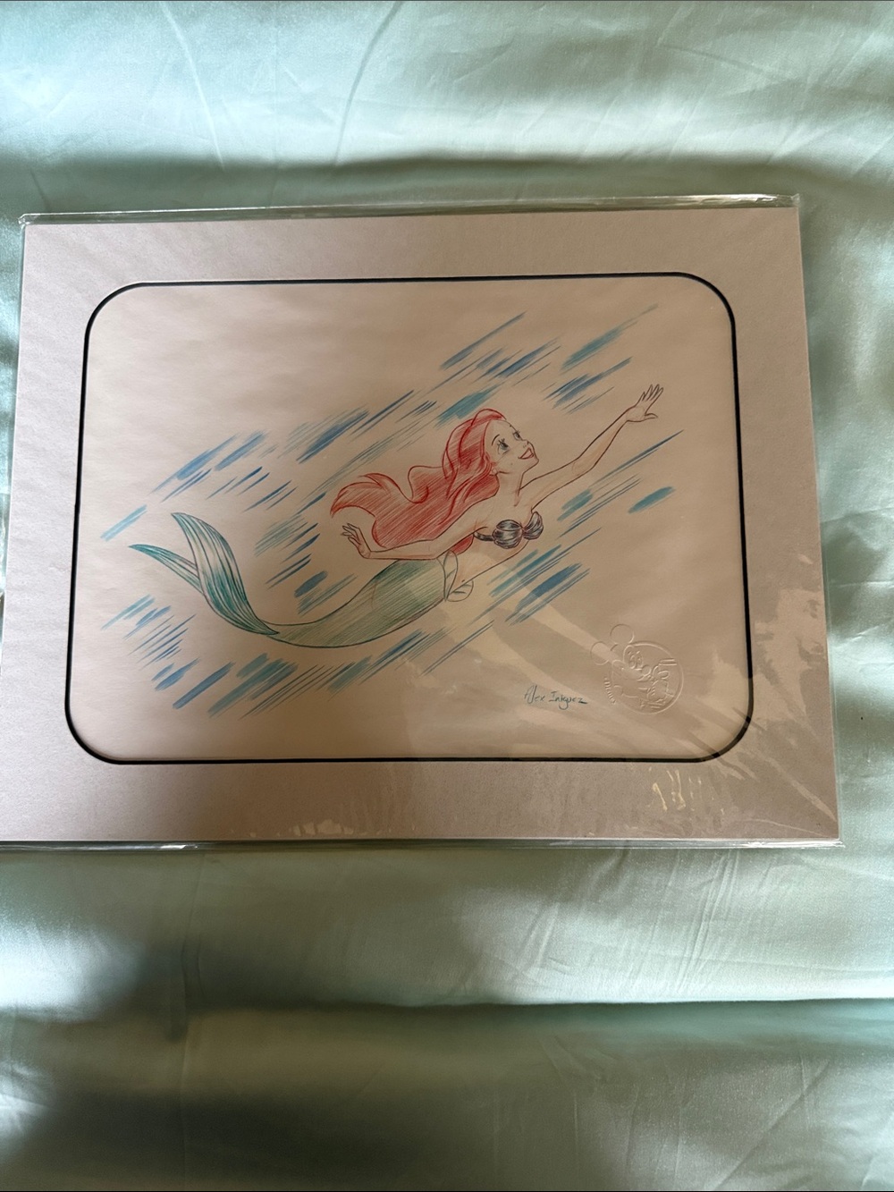 Ariel Mermaid Art Print - Red Hair, Green Tail